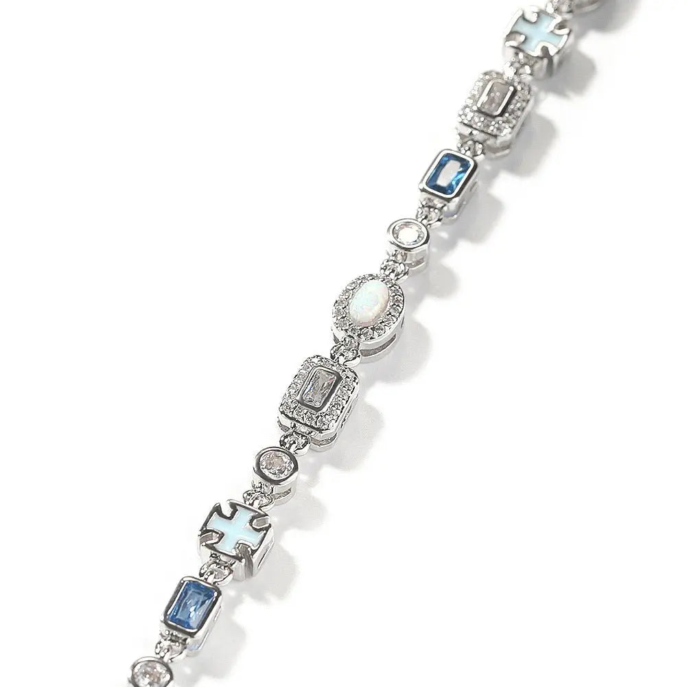 6mm blue colored gemstone bracelet with diamonds - Blade & Thread