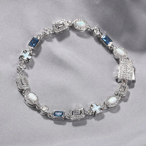6mm blue colored gemstone bracelet with diamonds nowadaysfashion