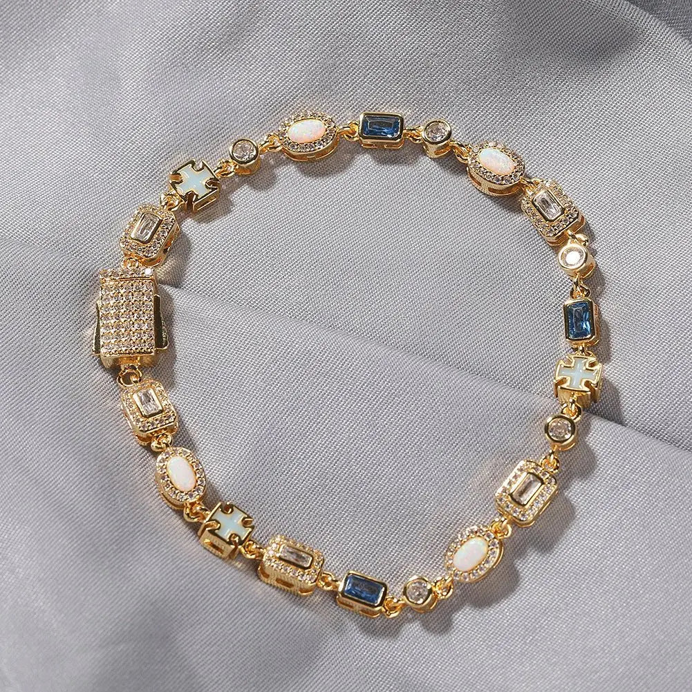 6mm blue colored gemstone bracelet with diamonds nowadaysfashion