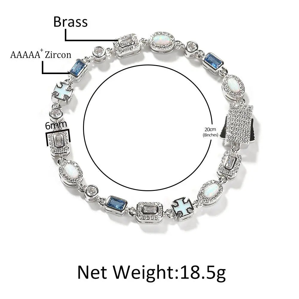 6mm blue colored gemstone bracelet with diamonds - Blade & Thread