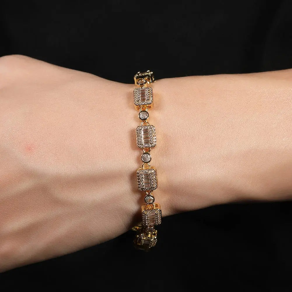 6mm blue colored gemstone bracelet with diamonds - Blade & Thread