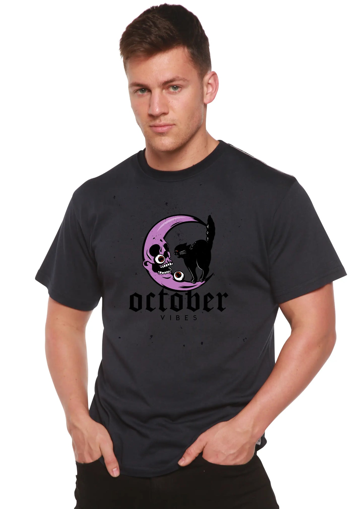 October Vibes Men's Bamboo Viscose/Organic Cotton Short Sleeve Graphic T-Shirt Spun Bamboo