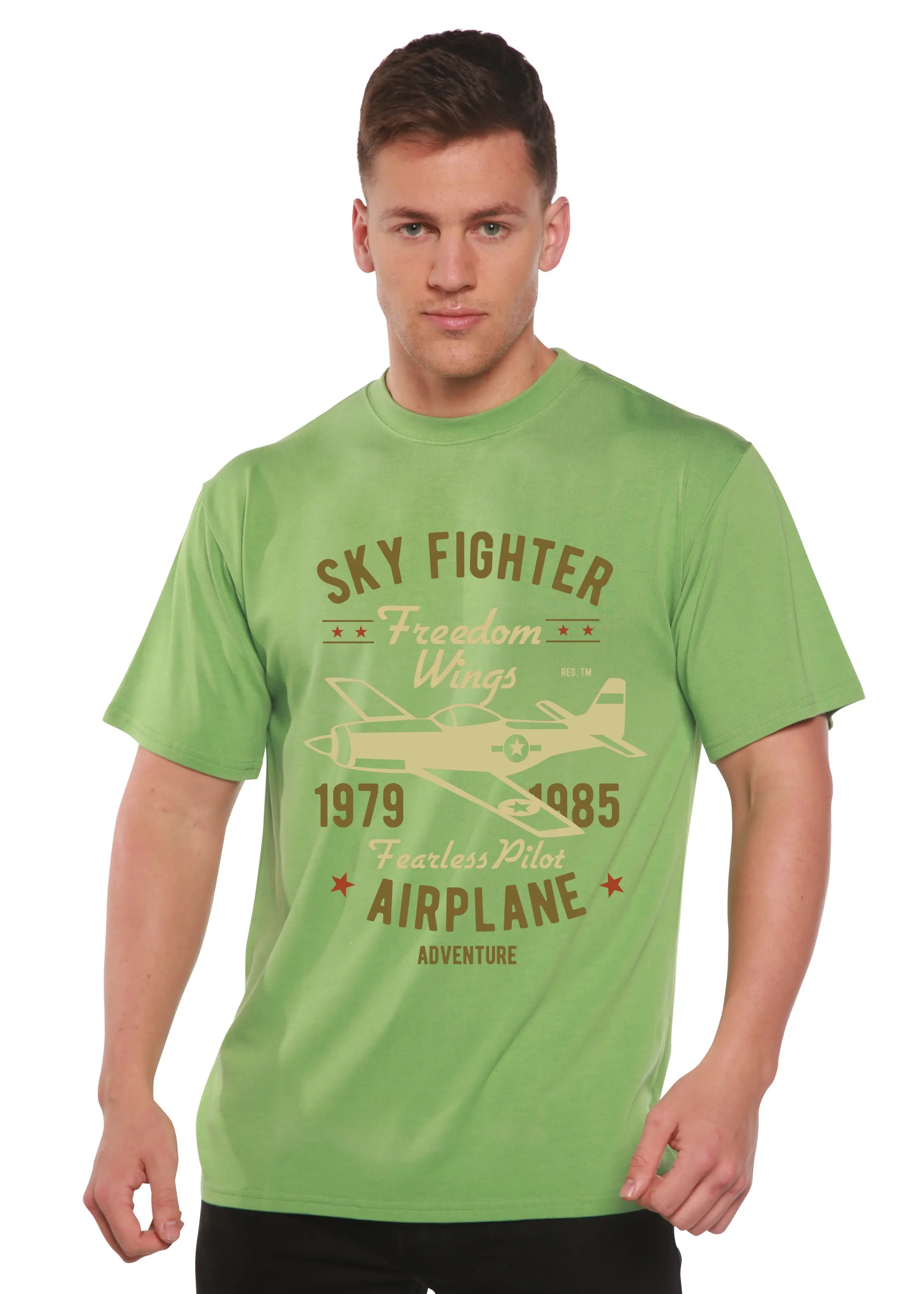 Sky Fighter Spun Bamboo® Men's Bamboo Viscose/Organic Cotton Short Sleeve Graphic T-Shirt Spun Bamboo
