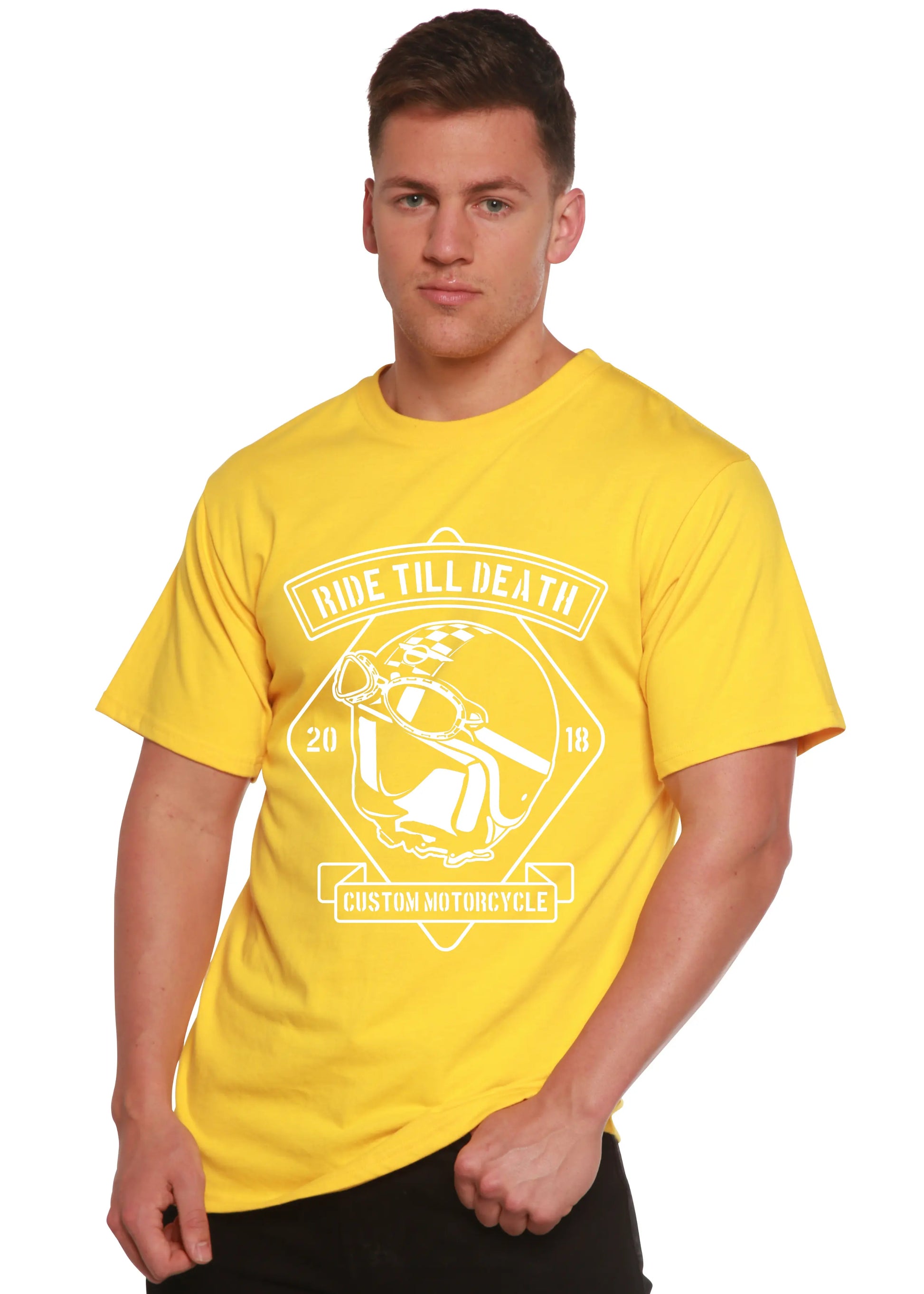 Ride Till Death Spun Bamboo® Men's Bamboo Viscose/Organic Cotton Short Sleeve Graphic T-Shirt Spun Bamboo