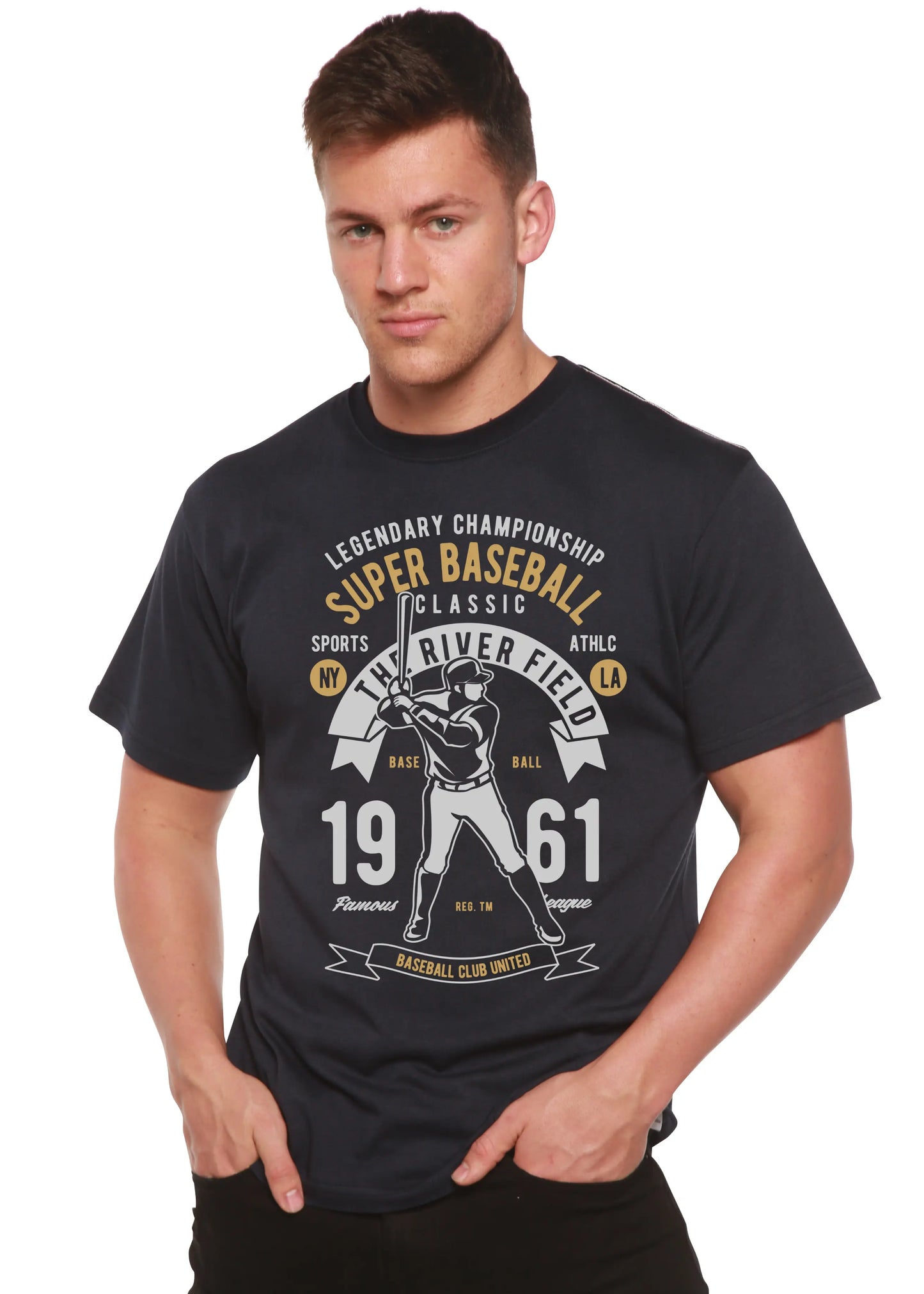 Super Baseball Spun Bamboo® Men's Bamboo Viscose/Organic Cotton Short Sleeve Graphic T-Shirt Spun Bamboo