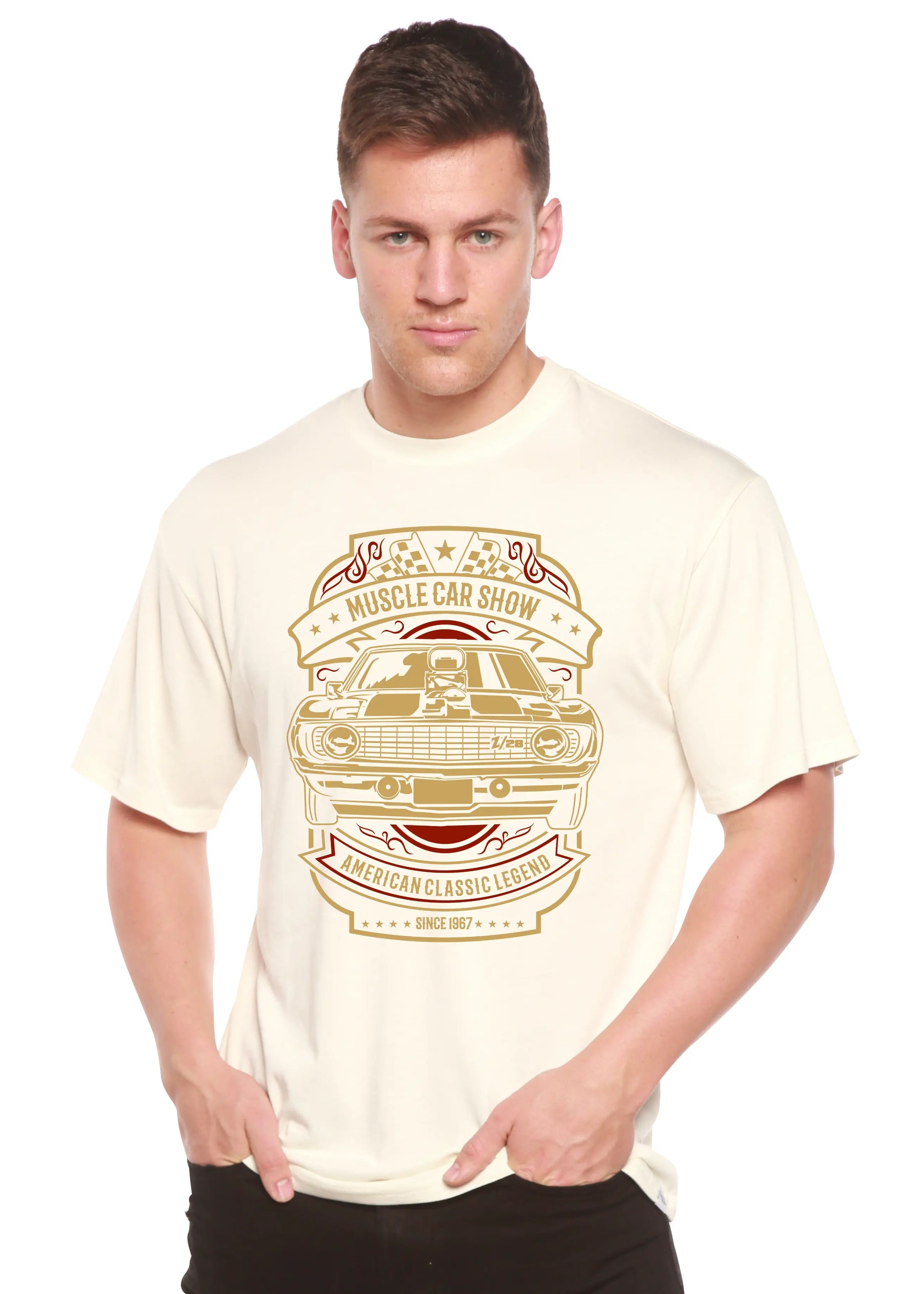 Muscle Car Show Spun Bamboo® Men's Bamboo Viscose/Organic Cotton Short Sleeve Graphic T-Shirt Spun Bamboo