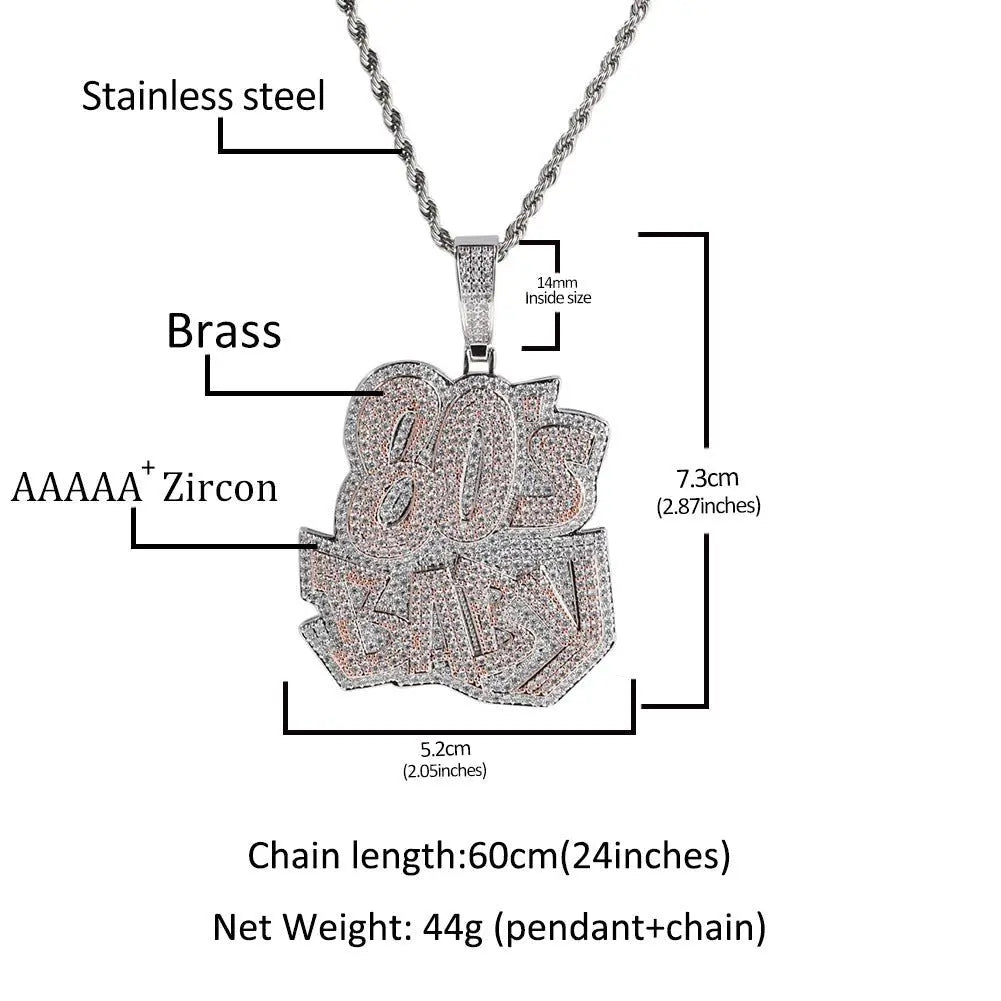 80Sbaby hip-hop diamond necklace - Blade & Thread