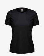 Black SpectraUSA Club Crew T-Shirt for women, front view showing classic fit and comfortable crew neckline.
