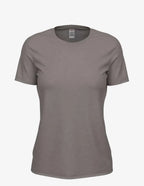 Medium grey women's Club Crew T-Shirt by SpectraUSA, front view showing comfortable crew neck and casual fit.