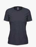 Navy Heather Club Crew T-Shirt for women by SpectraUSA, front view showing casual fit and soft fabric.