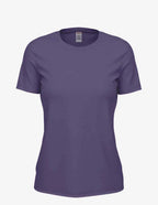 Women's purple heather Club Crew T-Shirt by SpectraUSA, front view showing casual crew neck and relaxed fit.