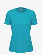 Women's turquoise heather Club Crew T-Shirt by SpectraUSA, front view showing soft fabric and casual fit.