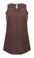 Women's racer back tank top by SpectraUSA in burgundy heather, front view showcasing sleeveless design and comfortable fit.