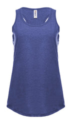 Women's racer back tank top in royal heather by SpectraUSA, front view showing sleeveless design and comfortable fit.