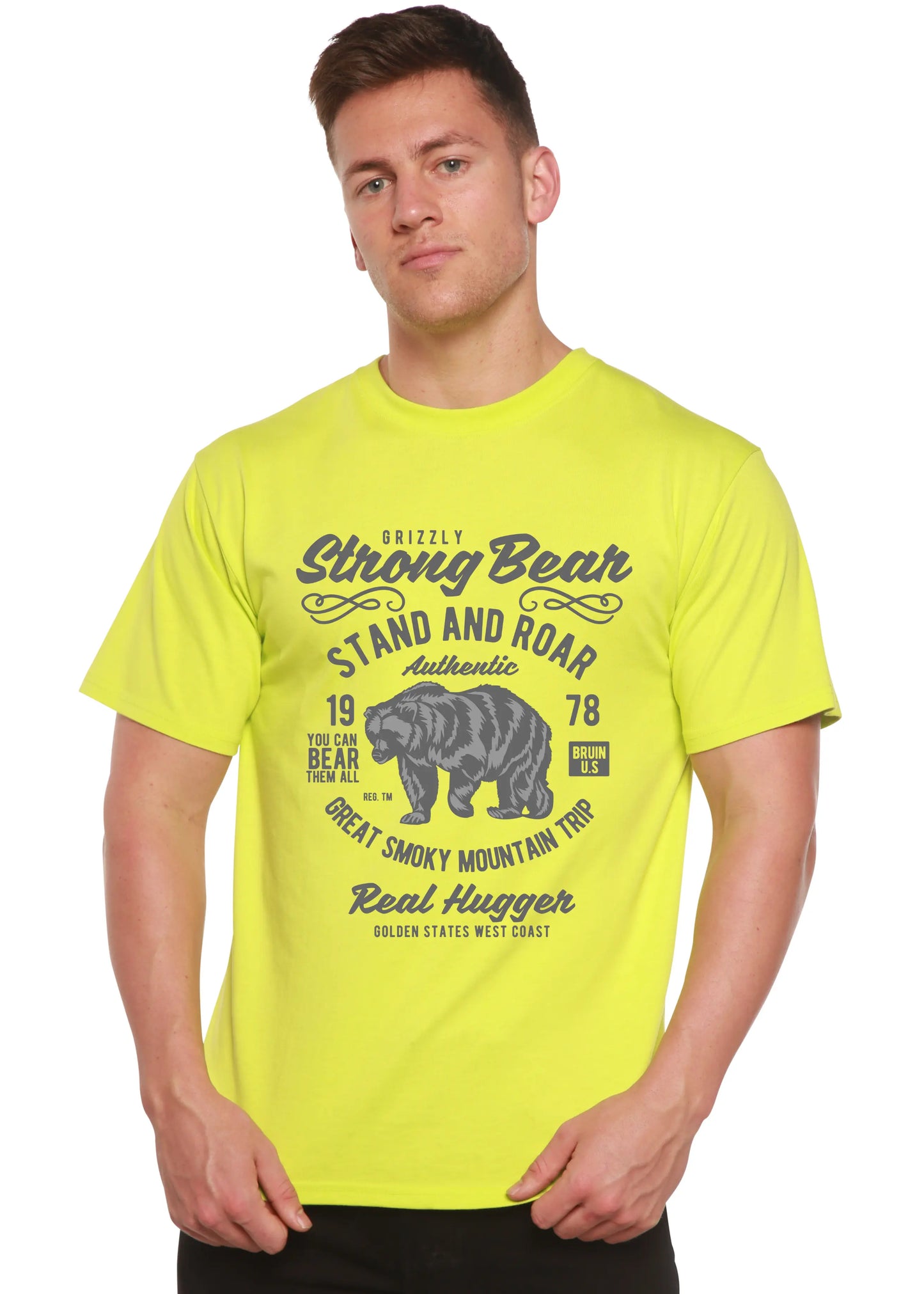 Strong Bear Spun Bamboo® Men's Bamboo Viscose/Organic Cotton Short Sleeve Graphic T-Shirt Spun Bamboo