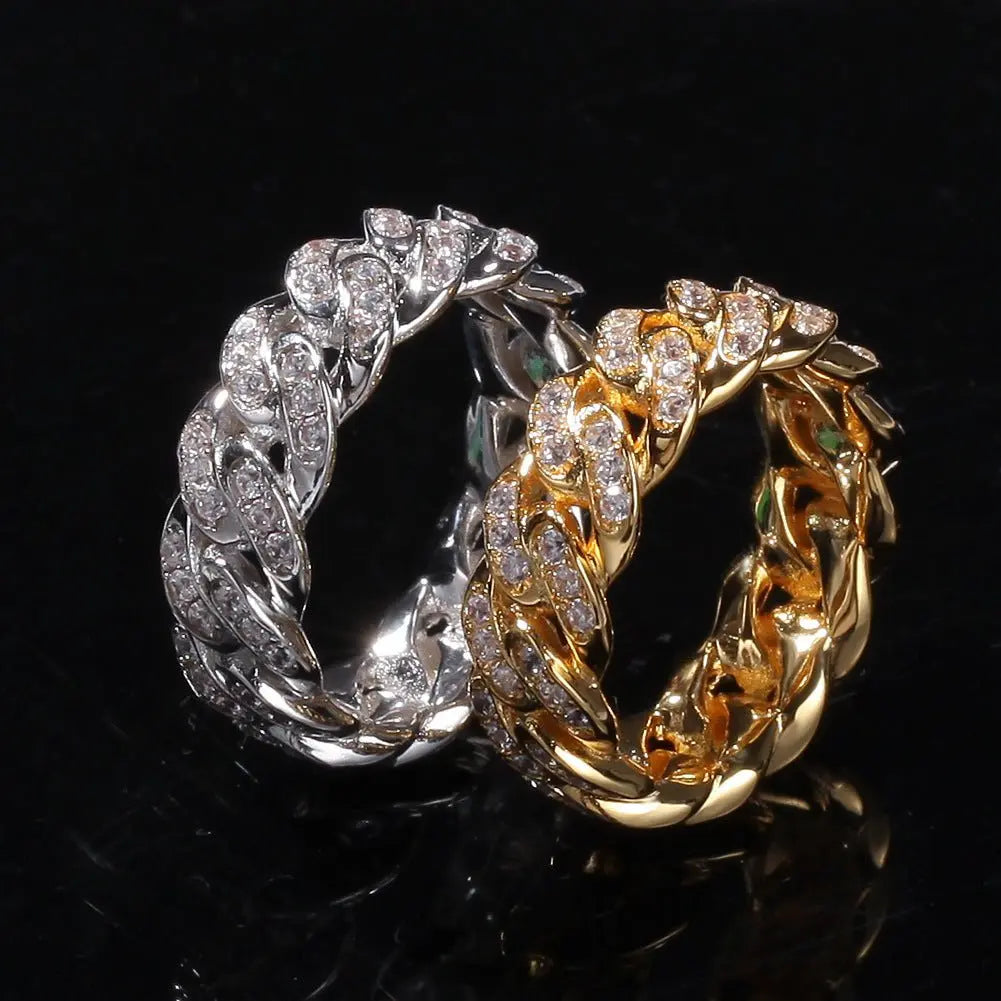 8mm Hip-hop Cubic Zirconia Cuban Link Ring - Blade & Thread