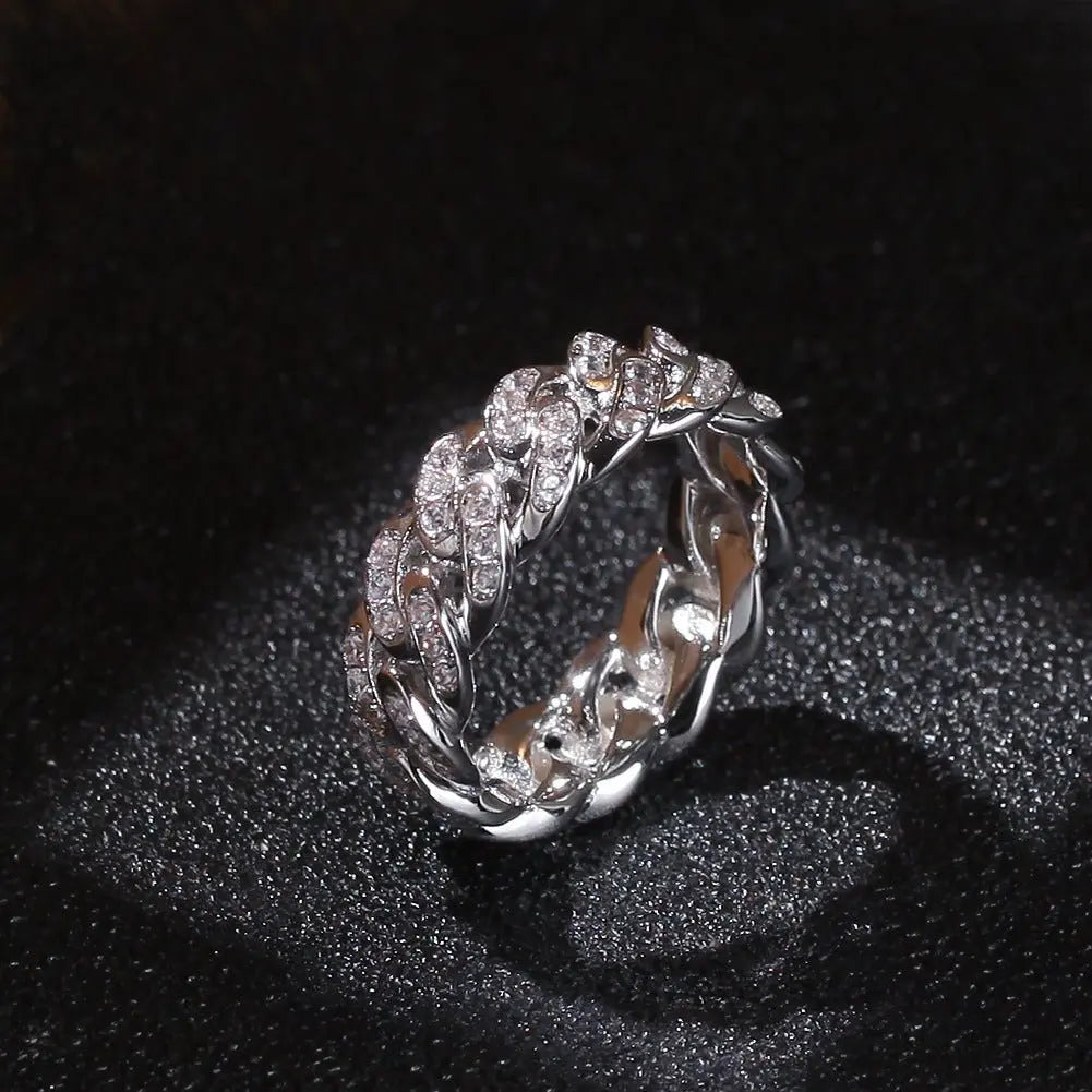 8mm Hip-hop Cubic Zirconia Cuban Link Ring - Blade & Thread