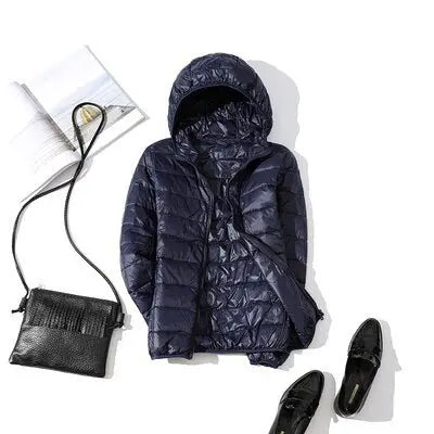 90% Ultra light duck down jackets women 2021 new Hooded winter Hooded coat - Blade & Thread