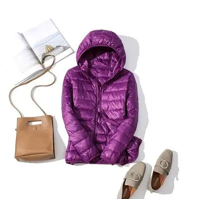 90% Ultra light duck down jackets women 2021 new Hooded winter Hooded coat - Blade & Thread