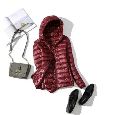 90% Ultra light duck down jackets women 2021 new Hooded winter Hooded coat - Blade & Thread