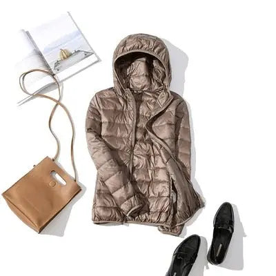 90% Ultra light duck down jackets women 2021 new Hooded winter Hooded coat - Blade & Thread