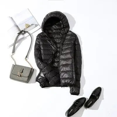 90% Ultra light duck down jackets women 2021 new Hooded winter Hooded coat - Blade & Thread
