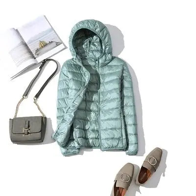 90% Ultra light duck down jackets women 2021 new Hooded winter Hooded coat - Blade & Thread