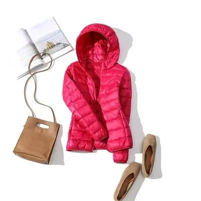 90% Ultra light duck down jackets women 2021 new Hooded winter Hooded coat - Blade & Thread