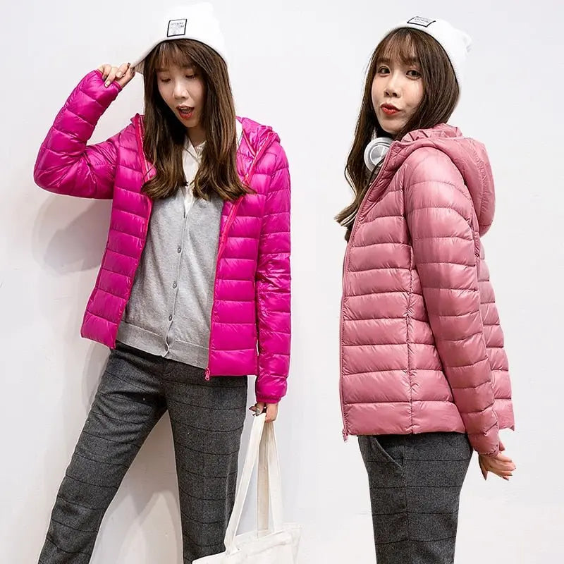 90% Ultra light duck down jackets women 2021 new Hooded winter Hooded coat - Blade & Thread