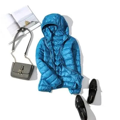 90% Ultra light duck down jackets women 2021 new Hooded winter Hooded coat - Blade & Thread
