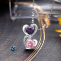925 Sterling Silver Heart Necklace with 2 Birthstone Cubic Zirconia Custom Name Pendant nowadaysfashion