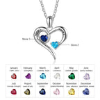 925 Sterling Silver Heart Necklace with 2 Birthstones Custom Engrave Name Pendant nowadaysfashion