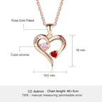 925 Sterling Silver Heart Necklace with 2 Birthstones Custom Engrave Name Pendant nowadaysfashion