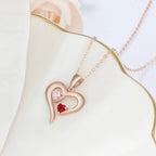 925 Sterling Silver Heart Necklace with 2 Birthstones Custom Engrave Name Pendant nowadaysfashion