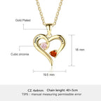 925 Sterling Silver Heart Necklace with 2 Birthstones Custom Engrave Name Pendant nowadaysfashion
