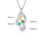 925 Sterling Silver Mother Necklace with 4 Custom Birthstones Name Heart Necklaces nowadaysfashion