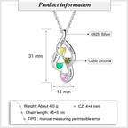 925 Sterling Silver Mother Necklace with 4 Custom Birthstones Name Heart Necklaces nowadaysfashion