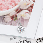 925 Sterling Silver Mothers Necklace with 3 Birthstones Romantic Name Heart Pendants nowadaysfashion