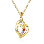 925 Sterling Silver Mothers Necklace with 3 Birthstones Romantic Name Heart Pendants nowadaysfashion