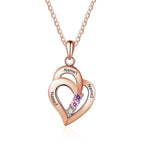 925 Sterling Silver Mothers Necklace with 3 Birthstones Romantic Name Heart Pendants nowadaysfashion