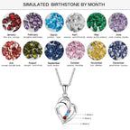 925 Sterling Silver Mothers Necklace with 3 Birthstones Romantic Name Heart Pendants nowadaysfashion