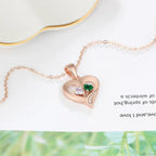 925 Sterling Silver Name Necklace with 2 Birthstones Custom Engraved Heart Pendant nowadaysfashion