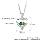 925 Sterling Silver Name Necklace with 2 Birthstones Custom Engraved Heart Pendant nowadaysfashion