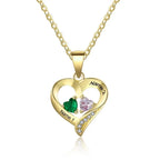 925 Sterling Silver Name Necklace with 2 Birthstones Custom Engraved Heart Pendant nowadaysfashion