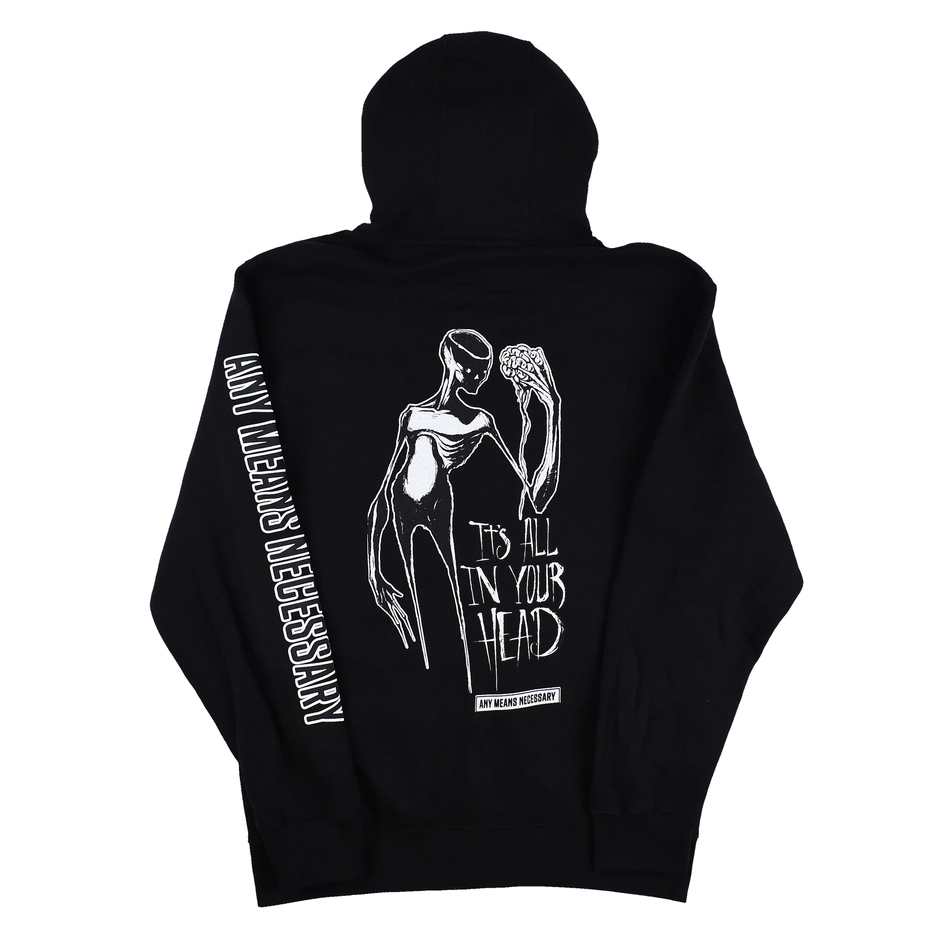 It's All In Your Head Zip Up Hoodie Black Any Means Necessary Clothing