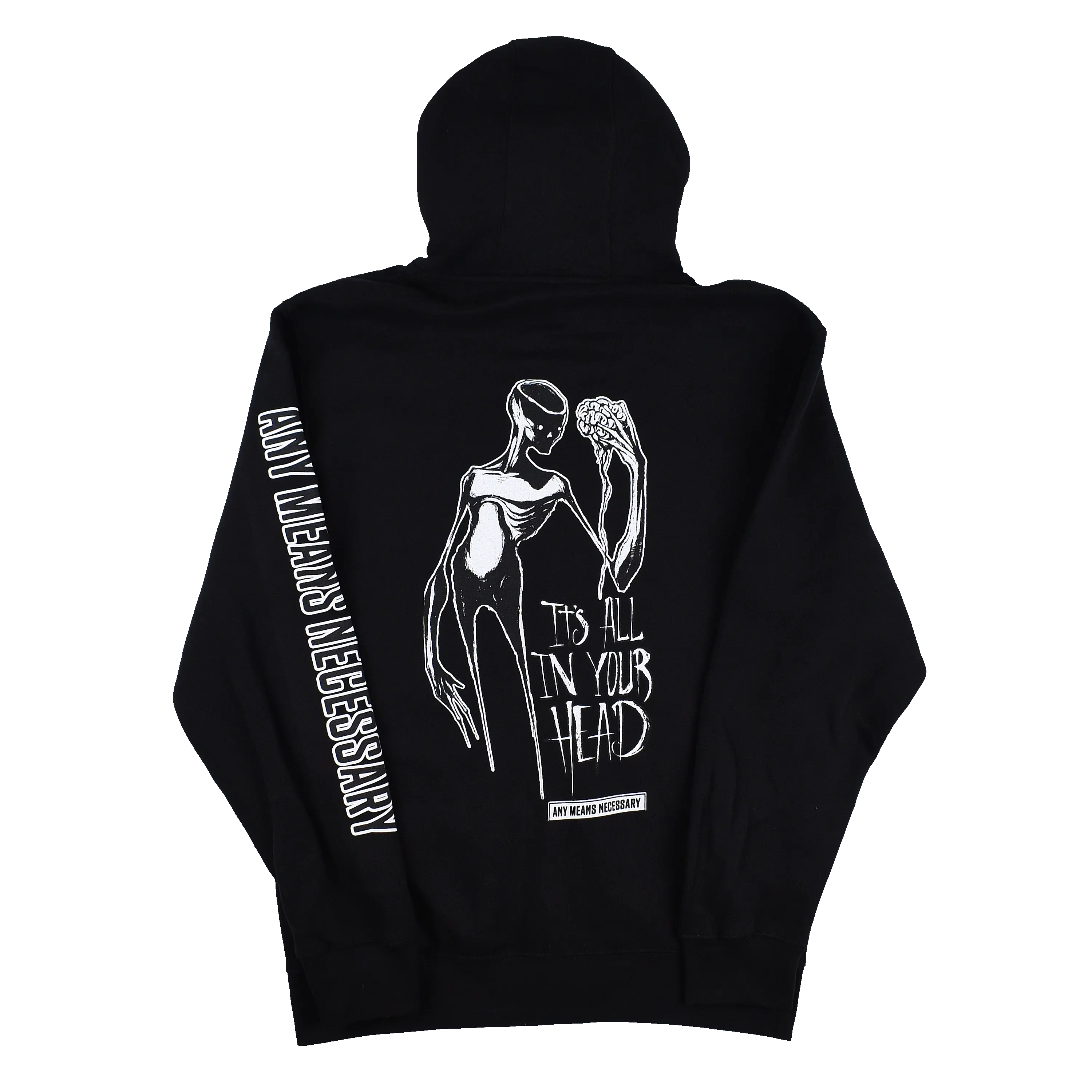 It's All In Your Head Zip Up Hoodie Black Any Means Necessary Clothing