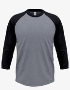 Men's Ash Heather and Charcoal Heather Raglan RG3000 by SpectraUSA, showing the stylish color-blocked long sleeve shirt.