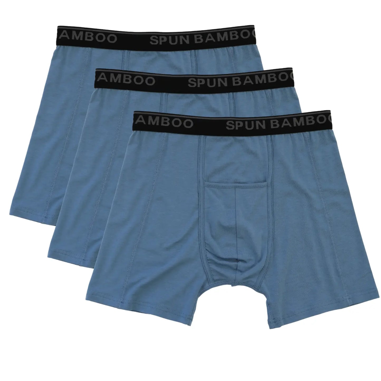 Men's Bamboo Viscose Boxer Briefs Underwear Steel Blue Color - 3-pack Spun Bamboo