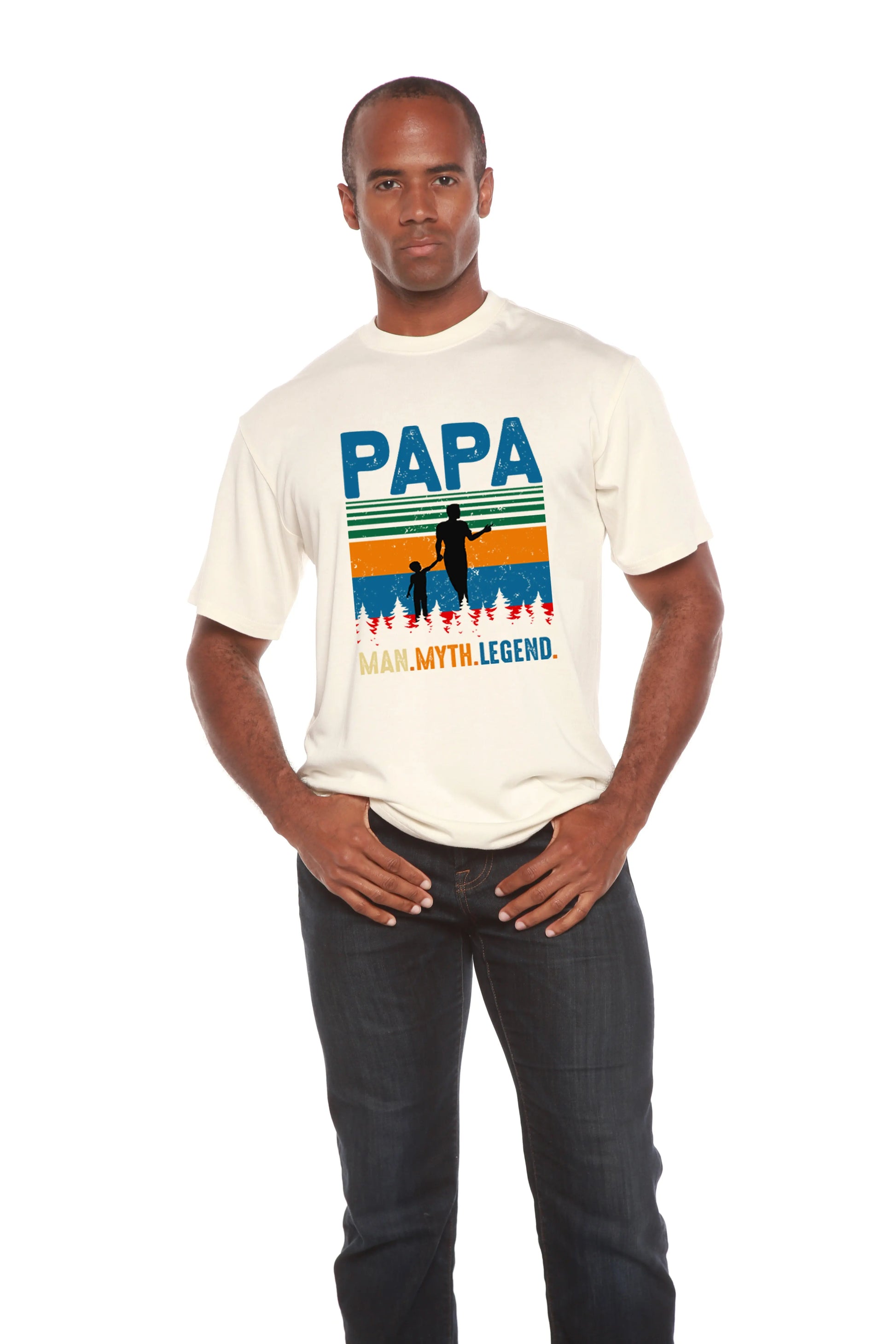 Papa Man, Myth, Legend Men's Bamboo Viscose/Organic Cotton Short Sleeve Graphic T-Shirt Spun Bamboo