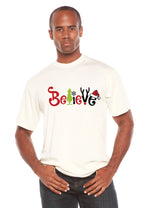 Believe Christmas Printed Men's Bamboo T-Shirt Spun Bamboo